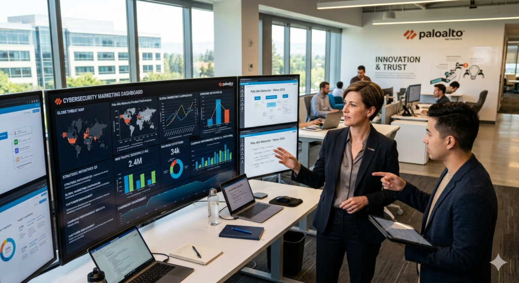 Palo Alto Networks chief marketing officer overseeing strategic marketing initiatives in corporate headquarters