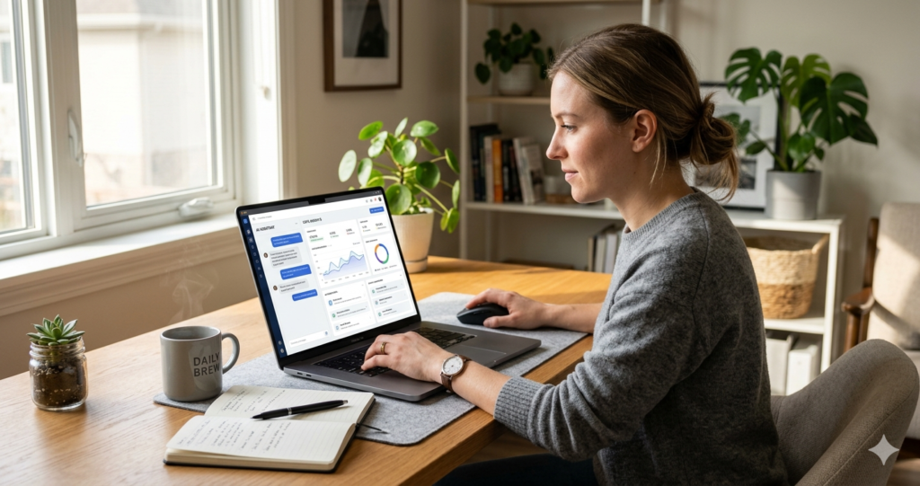  Use AI for daily tasks in modern home office workspace